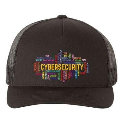 Cybersecurity Word Cloud Cyber Security Gift Cybersecurity Yupoong Adult 5-Panel Trucker Hat