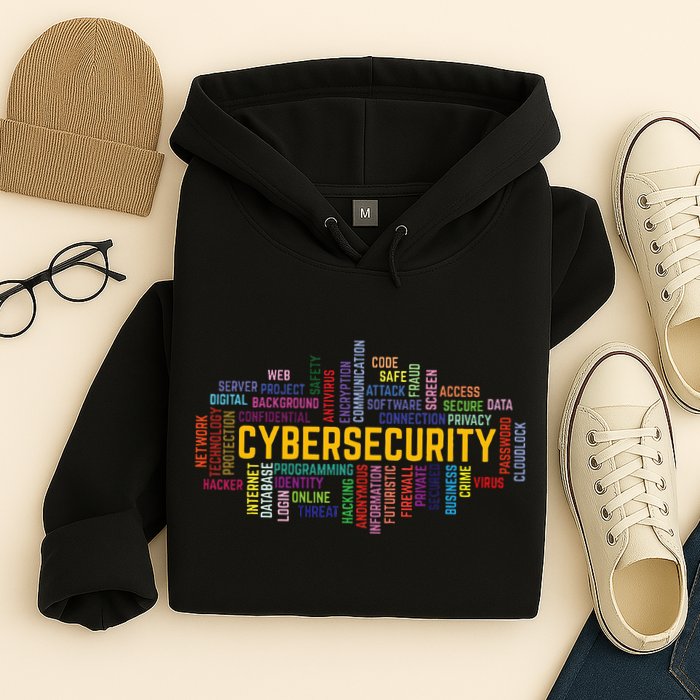 Cybersecurity Word Cloud Cyber Security Gift Cybersecurity Hoodie