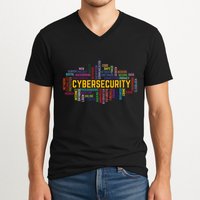 Cybersecurity Word Cloud Cyber Security Gift Cybersecurity V-Neck T-Shirt