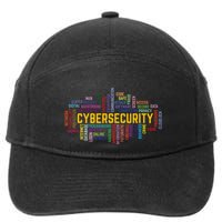 Cybersecurity Word Cloud Cyber Security Gift Cybersecurity 7-Panel Snapback Hat