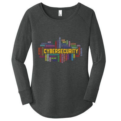 Cybersecurity Word Cloud Cyber Security Gift Cybersecurity Women's Perfect Tri Tunic Long Sleeve Shirt