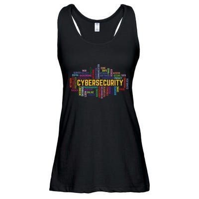 Cybersecurity Word Cloud Cyber Security Gift Cybersecurity Ladies Essential Flowy Tank