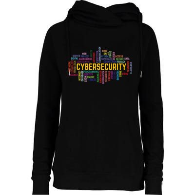 Cybersecurity Word Cloud Cyber Security Gift Cybersecurity Womens Funnel Neck Pullover Hood