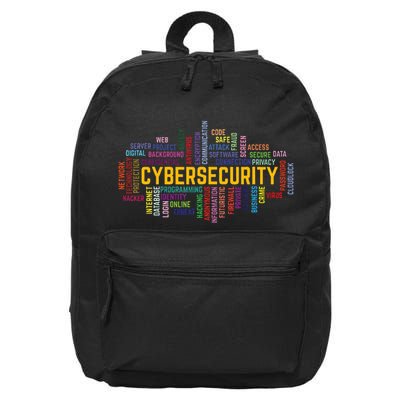 Cybersecurity Word Cloud Cyber Security Gift Cybersecurity 16 in Basic Backpack