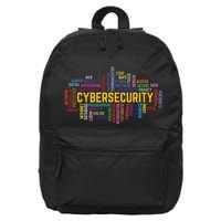 Cybersecurity Word Cloud Cyber Security Gift Cybersecurity 16 in Basic Backpack
