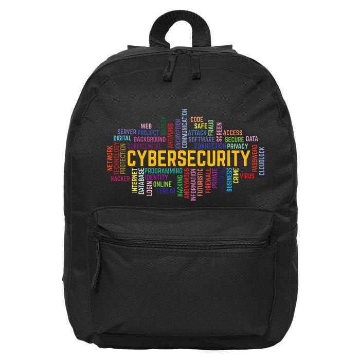 Cybersecurity Word Cloud Cyber Security Gift Cybersecurity 16 in Basic Backpack