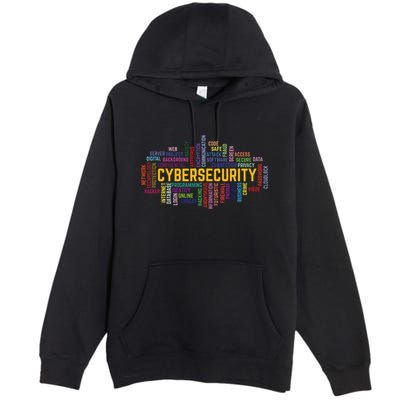 Cybersecurity Word Cloud Cyber Security Gift Cybersecurity Premium Pullover Hoodie