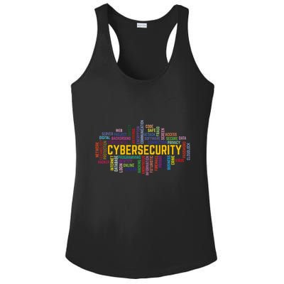 Cybersecurity Word Cloud Cyber Security Gift Cybersecurity Ladies PosiCharge Competitor Racerback Tank