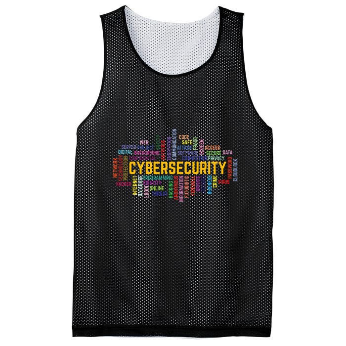 Cybersecurity Word Cloud Cyber Security Gift Cybersecurity Mesh Reversible Basketball Jersey Tank
