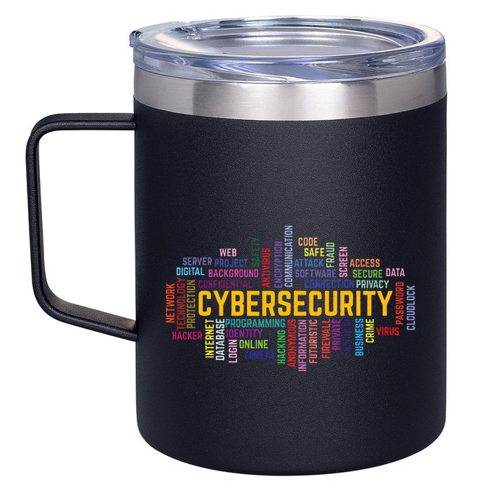 Cybersecurity Word Cloud Cyber Security Gift Cybersecurity 12oz Stainless Steel Coffee Mug