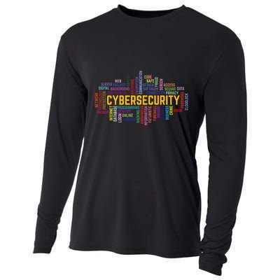 Cybersecurity Word Cloud Cyber Security Gift Cybersecurity Cooling Performance Long Sleeve Crew