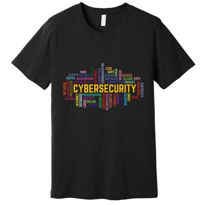 Cybersecurity Word Cloud Cyber Security Gift Cybersecurity Premium T-Shirt