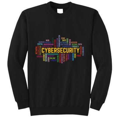 Cybersecurity Word Cloud Cyber Security Gift Cybersecurity Tall Sweatshirt
