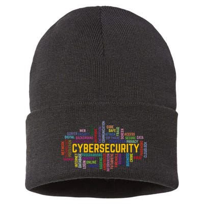 Cybersecurity Word Cloud Cyber Security Gift Cybersecurity Sustainable Knit Beanie