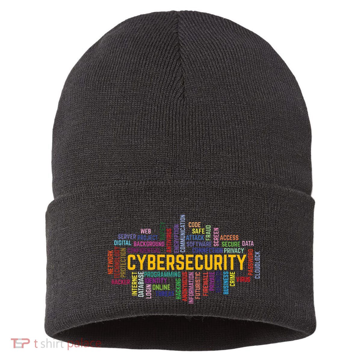 Cybersecurity Word Cloud Cyber Security Gift Cybersecurity Sustainable Knit Beanie