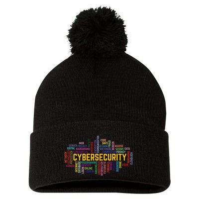Cybersecurity Word Cloud Cyber Security Gift Cybersecurity Pom Pom 12in Knit Beanie