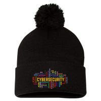Cybersecurity Word Cloud Cyber Security Gift Cybersecurity Pom Pom 12in Knit Beanie