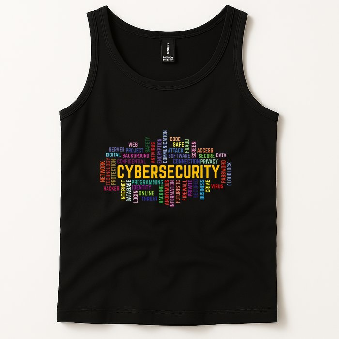 Cybersecurity Word Cloud Cyber Security Gift Cybersecurity Tank Top
