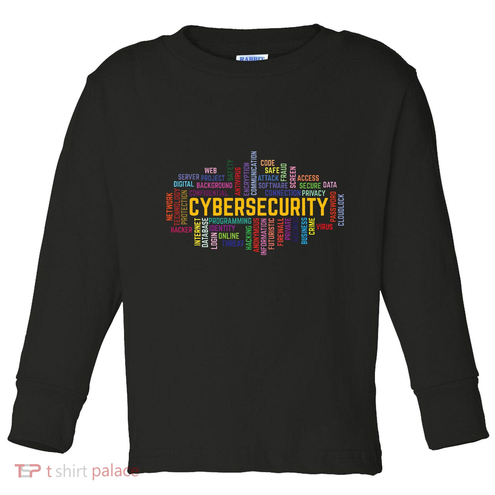 Cybersecurity Word Cloud Cyber Security Gift Cybersecurity Toddler Long Sleeve Shirt