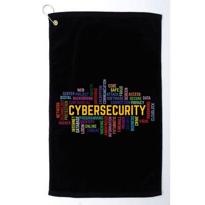 Cybersecurity Word Cloud Cyber Security Gift Cybersecurity Golf Towel