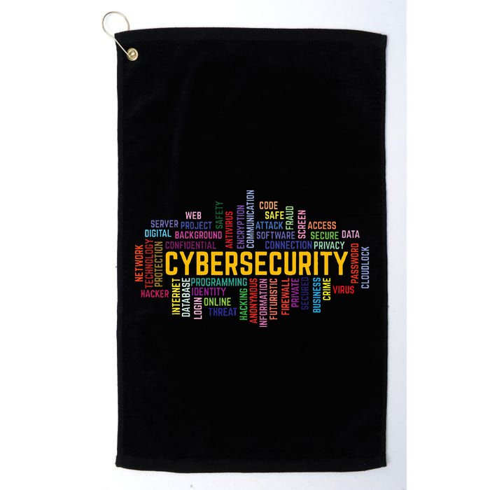 Cybersecurity Word Cloud Cyber Security Gift Cybersecurity Golf Towel
