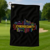 Cybersecurity Word Cloud Cyber Security Gift Cybersecurity Golf Towel