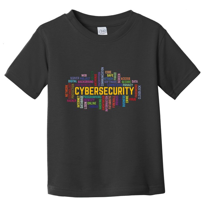 Cybersecurity Word Cloud Cyber Security Gift Cybersecurity Toddler T-Shirt