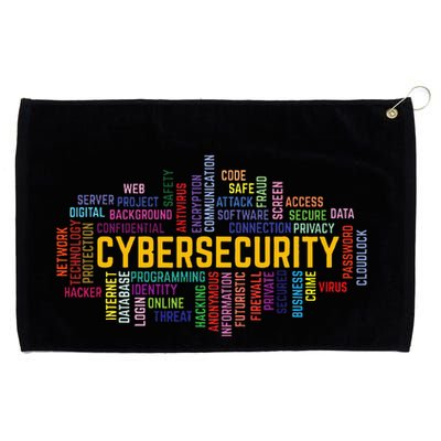 Cybersecurity Word Cloud Cyber Security Gift Cybersecurity Grommeted Golf Towel