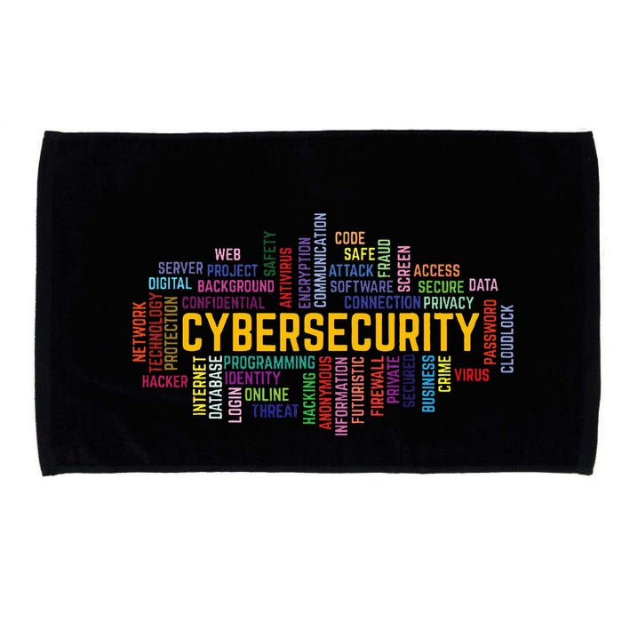 Cybersecurity Word Cloud Cyber Security Gift Cybersecurity Microfiber Hand Towel