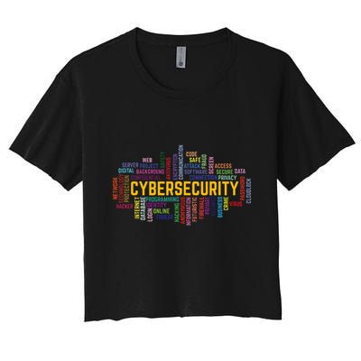 Cybersecurity Word Cloud Cyber Security Gift Cybersecurity Crop Top