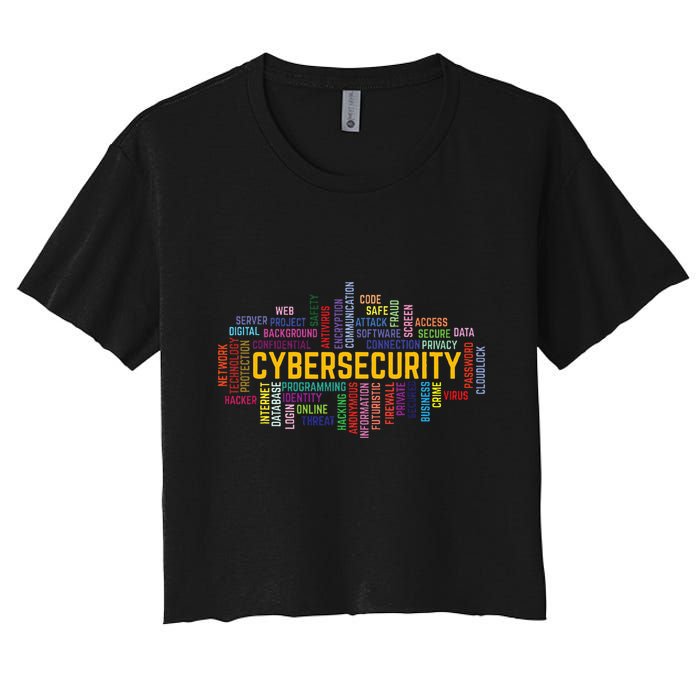 Cybersecurity Word Cloud Cyber Security Gift Cybersecurity Crop Top