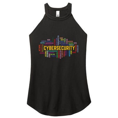 Cybersecurity Word Cloud Cyber Security Gift Cybersecurity Women's Perfect Tri Rocker Tank