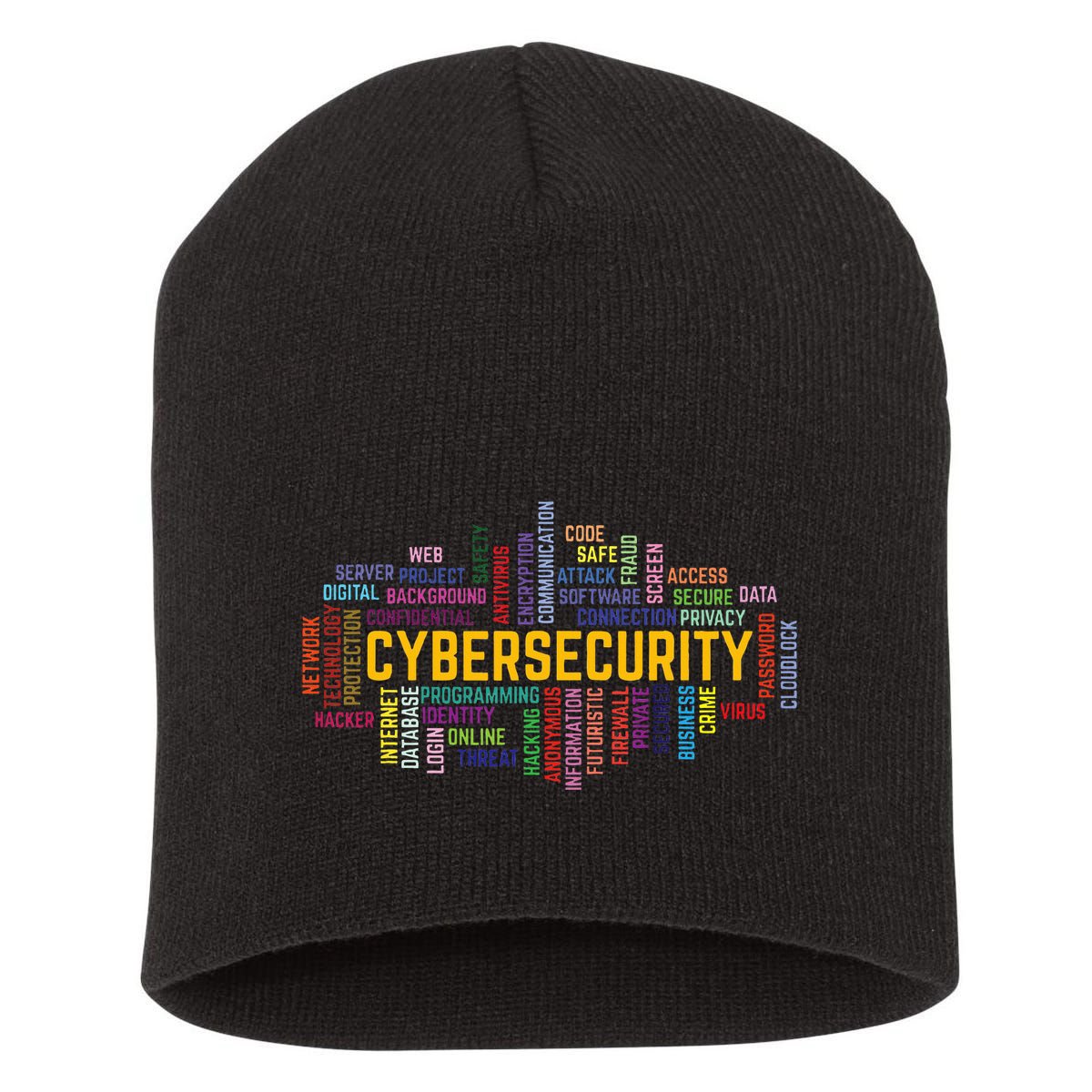 Cybersecurity Word Cloud Cyber Security Gift Cybersecurity Short Acrylic Beanie