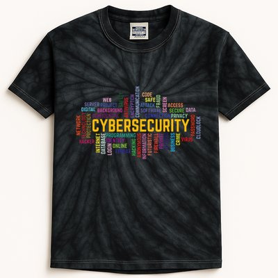 Cybersecurity Word Cloud Cyber Security Gift Cybersecurity Kids Tie-Dye T-Shirt
