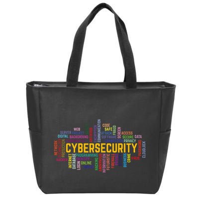 Cybersecurity Word Cloud Cyber Security Gift Cybersecurity Zip Tote Bag