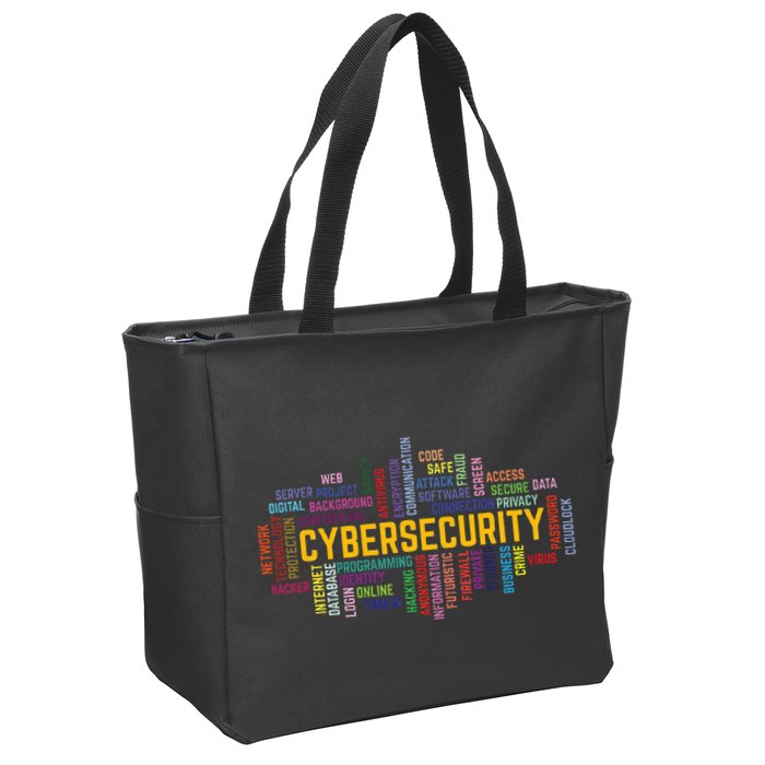 Cybersecurity Word Cloud Cyber Security Gift Cybersecurity Zip Tote Bag