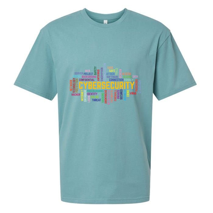 Cybersecurity Word Cloud Cyber Security Gift Cybersecurity Sueded Cloud Jersey T-Shirt
