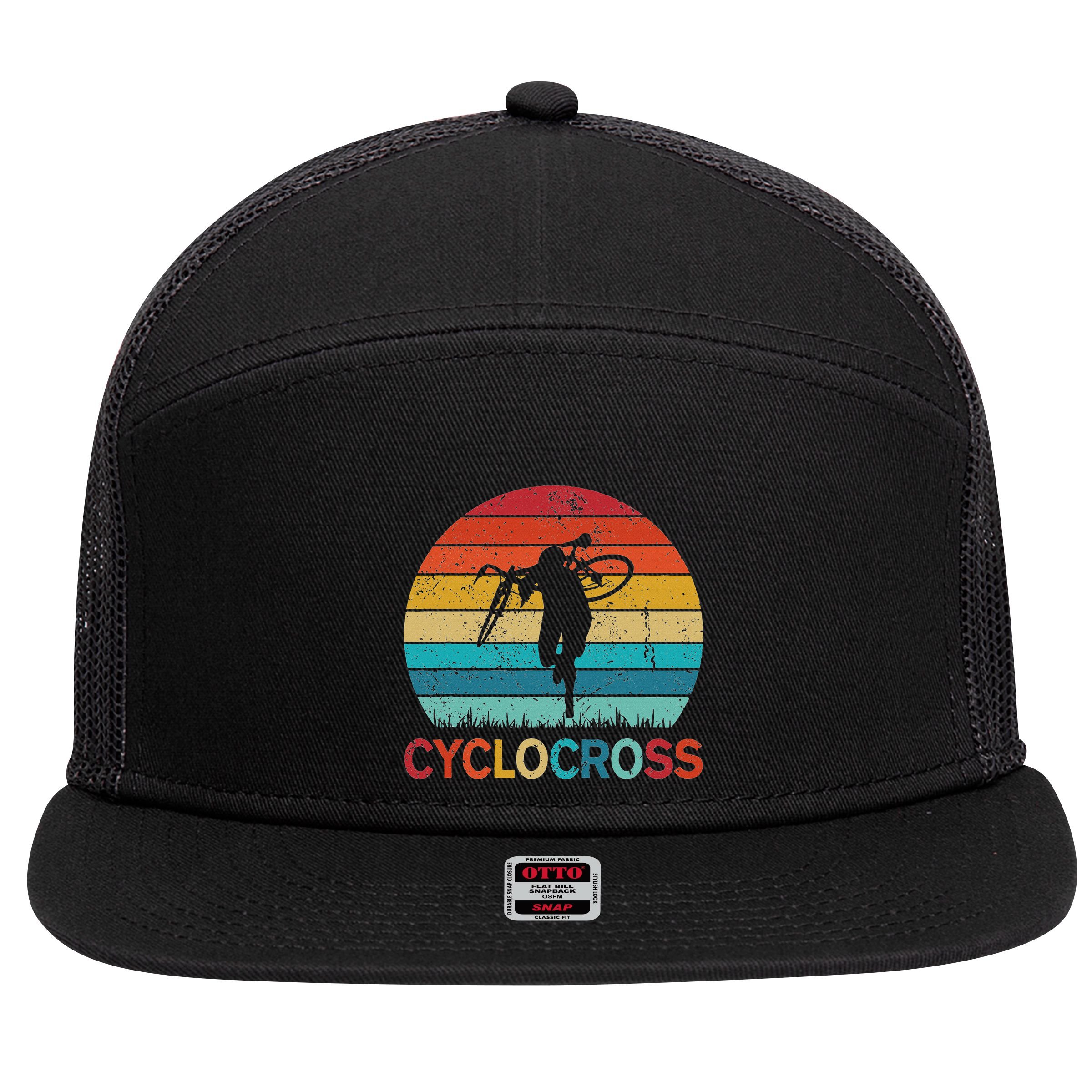 Cyclocross With Cyclocross Bicycle 7 Panel Mesh Trucker Snapback Hat
