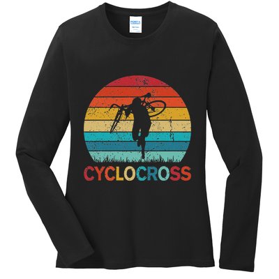Cyclocross With Cyclocross Bicycle Ladies Long Sleeve Shirt
