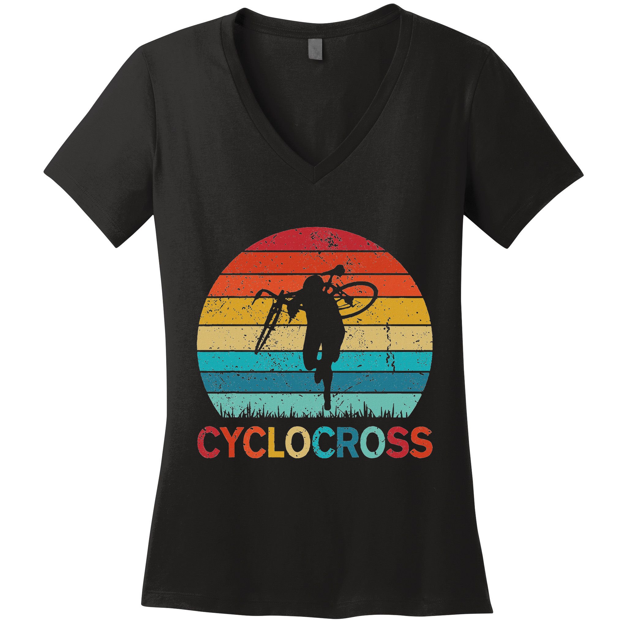 Cyclocross With Cyclocross Bicycle Women's V-Neck T-Shirt