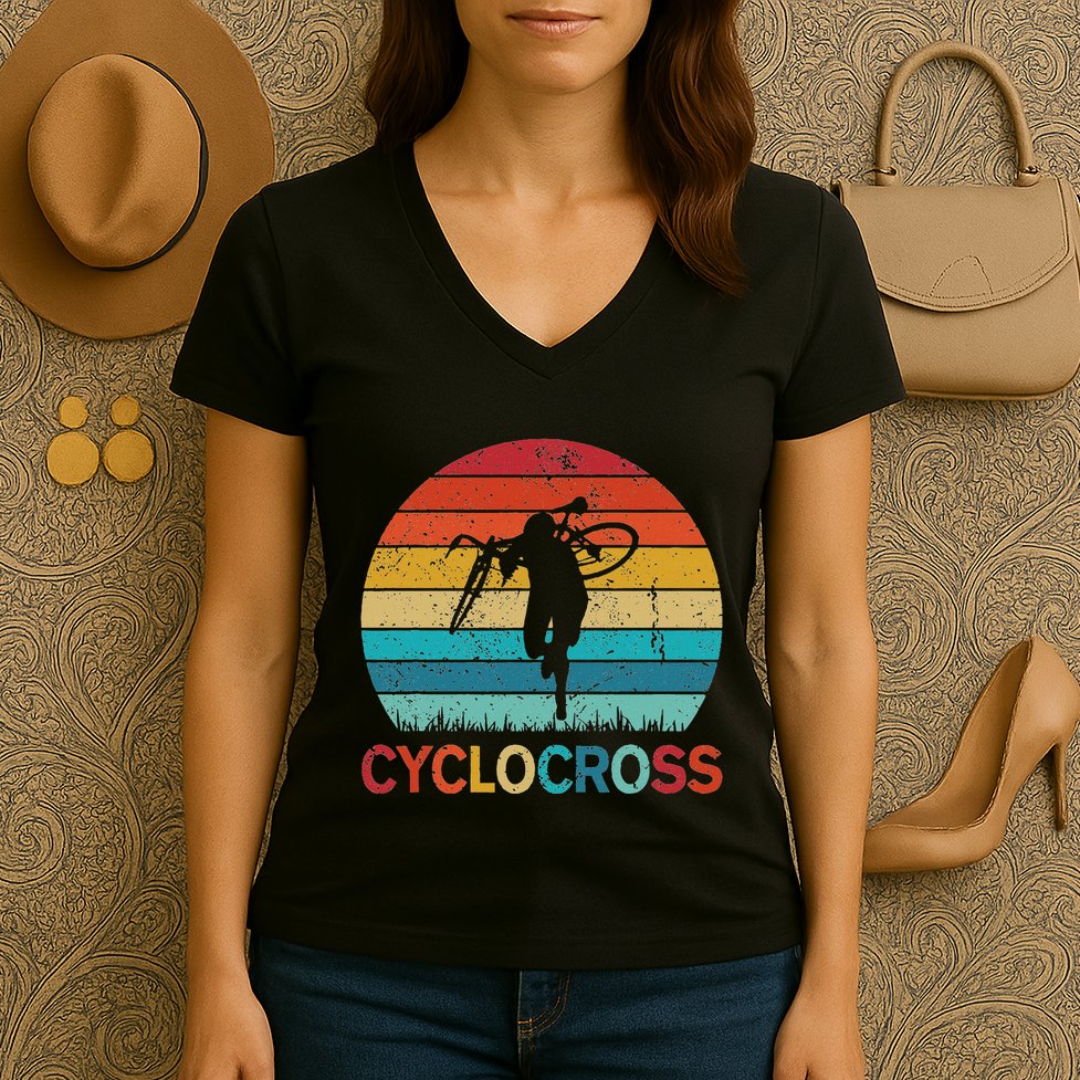 Cyclocross With Cyclocross Bicycle Women's V-Neck T-Shirt