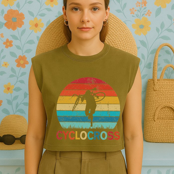 Cyclocross With Cyclocross Bicycle Garment-Dyed Women's Muscle Tee