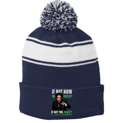 Cornel West Stripe Pom Pom Beanie