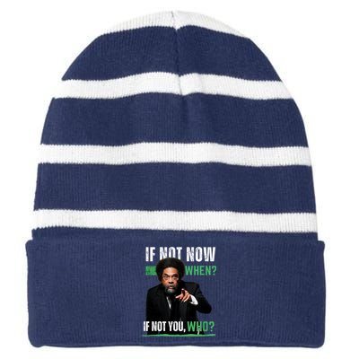 Cornel West Striped Beanie with Solid Band