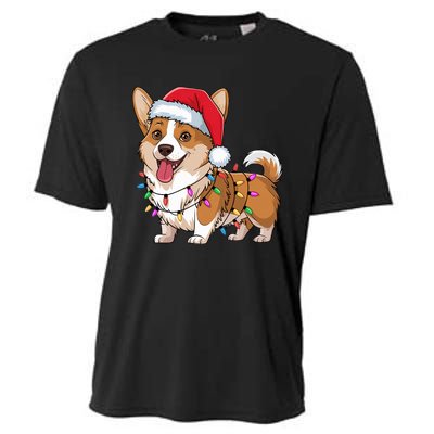 Cardigan Welsh Corgi Christmas Lights Xmas Dogs Gifts Cooling Performance Crew T-Shirt