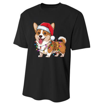 Cardigan Welsh Corgi Christmas Lights Xmas Dogs Gifts Performance Sprint T-Shirt