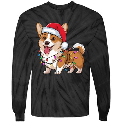 Cardigan Welsh Corgi Christmas Lights Xmas Dogs Gifts Tie-Dye Long Sleeve Shirt