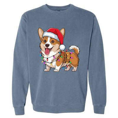 Cardigan Welsh Corgi Christmas Lights Xmas Dogs Gifts Garment-Dyed Sweatshirt