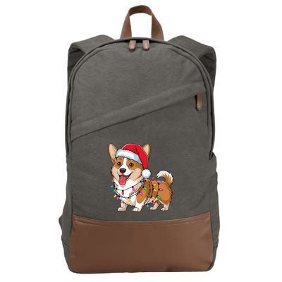 Cardigan Welsh Corgi Christmas Lights Xmas Dogs Gifts Cotton Canvas Backpack