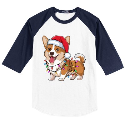 Cardigan Welsh Corgi Christmas Lights Xmas Dogs Gifts Baseball Sleeve Shirt